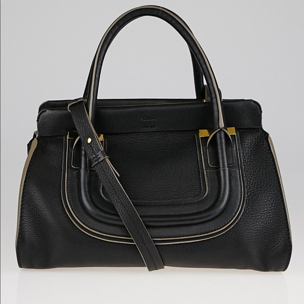 Everston Calfskin Satchel- Black